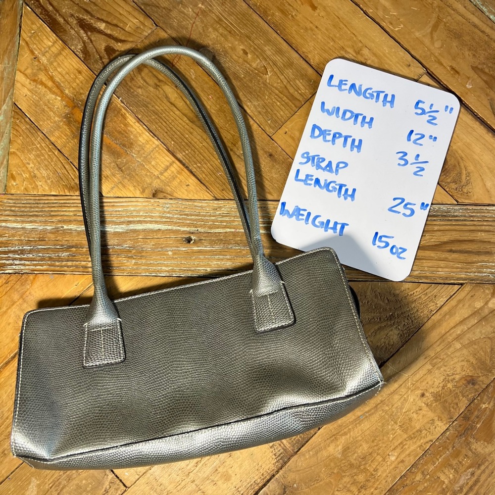 Tommy Hilfiger Silver Gray Faux Lizard Leather Shoulder Bag Purse Handbag - Picture 7 of 7